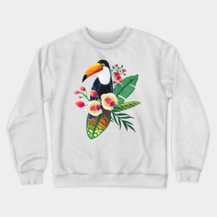 Tropical bird and flowers Crewneck Sweatshirt